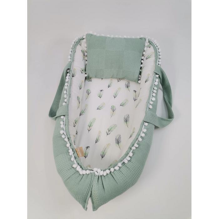 Babynest yeşil waffle pike - yeşil tüylü poplin