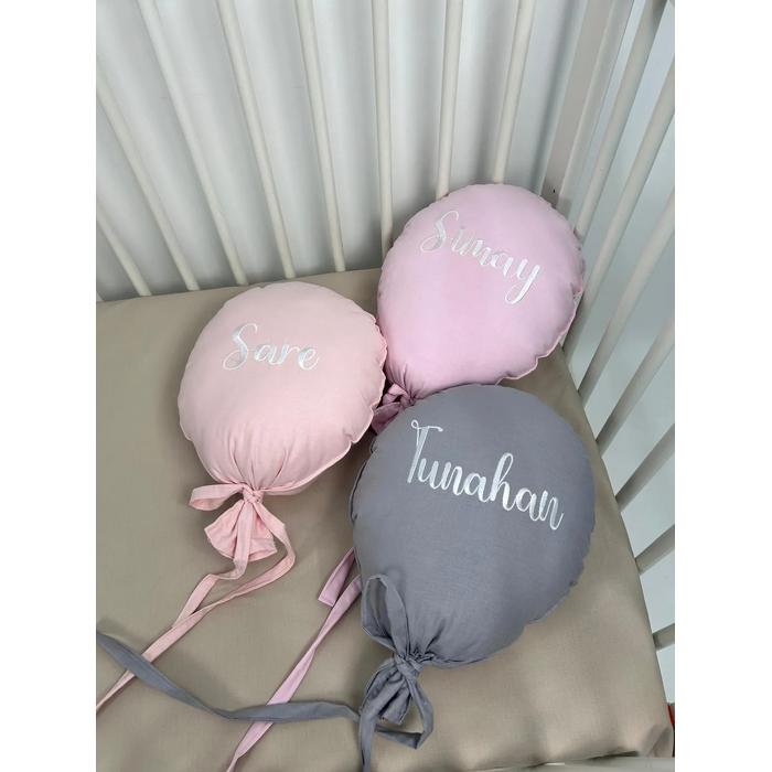 Balon yastık 3 adet isim işlemeli