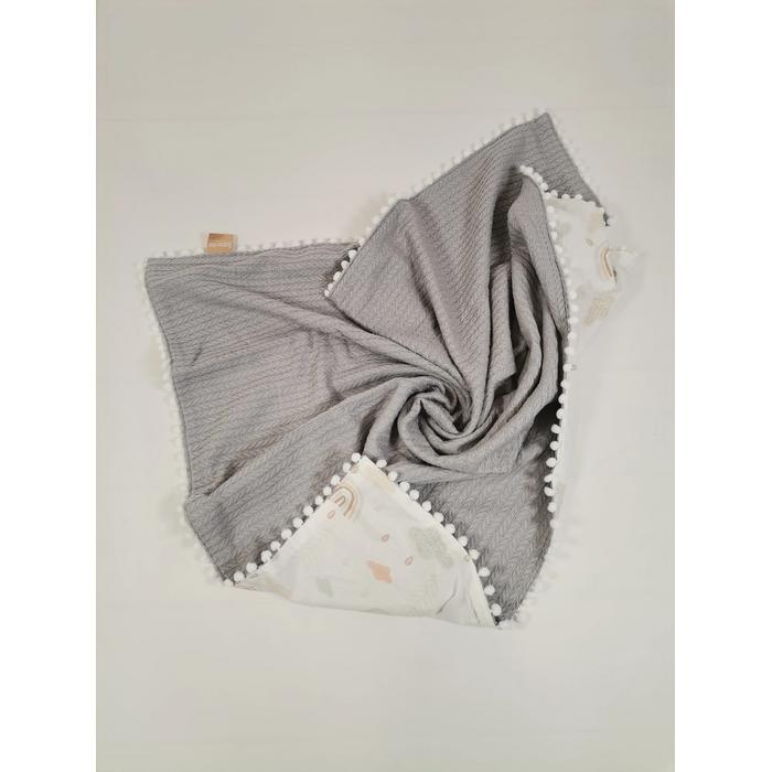 Battaniye gri örgü pike - gökkuşaklı poplin