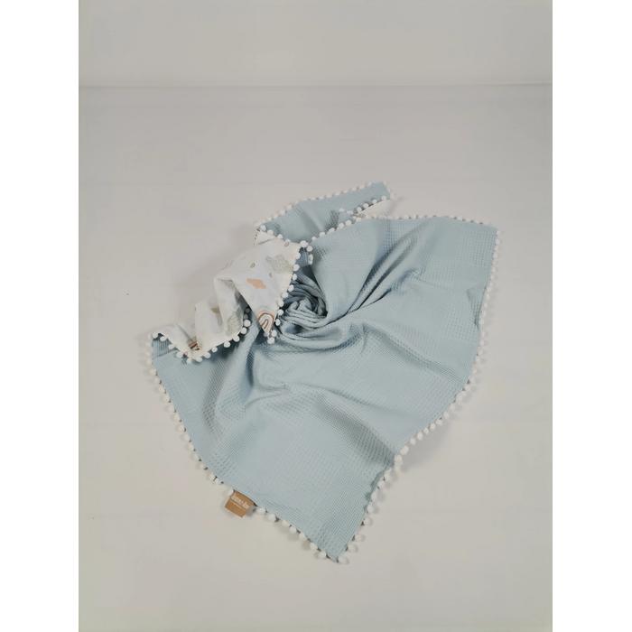 Battaniye mavi waffle pike - gökkuşaklı poplin