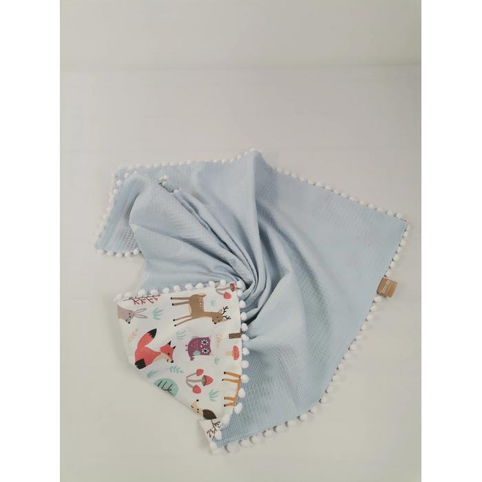 Battaniye mavi waffle pike - hayvan figürlü poplin