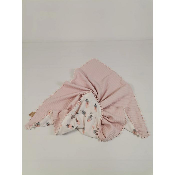 Battaniye pudra örgü pike - pembe tüylü poplin