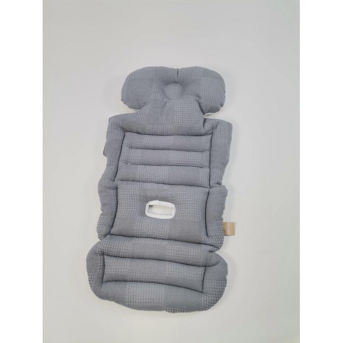 Bebek arabası minderi koyu gri waffle pike - gökkuşaklı poplin