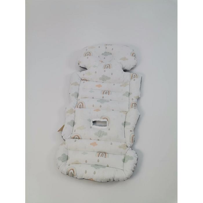 Bebek arabası minderi koyu gri waffle pike - gökkuşaklı poplin