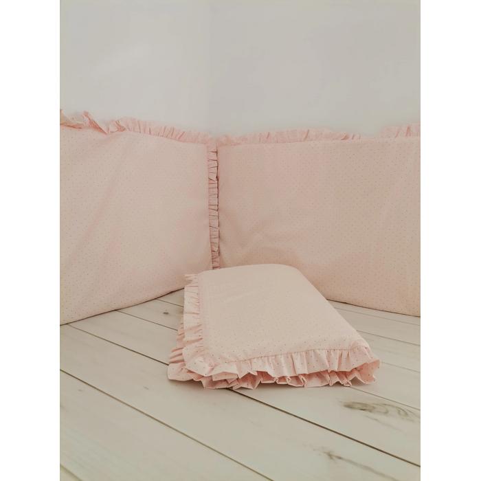 Beşik korumalığı somon zemin üzerine kahve rengi puantiyeli poplin