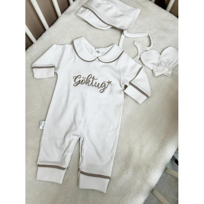 Beyaz - bej biyeli tulum takım