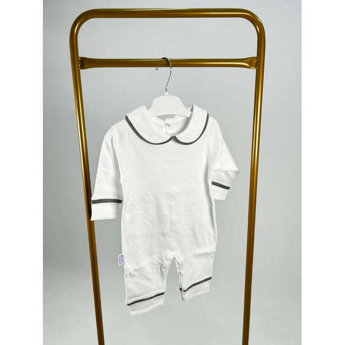 Beyaz - gri biyeli tulum takım