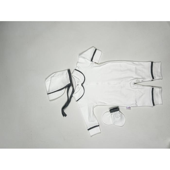 Beyaz - gri biyeli tulum takım