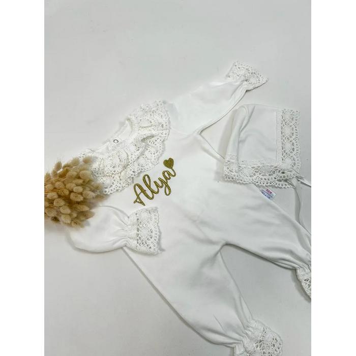 Beyaz - güpürlü tulum takım