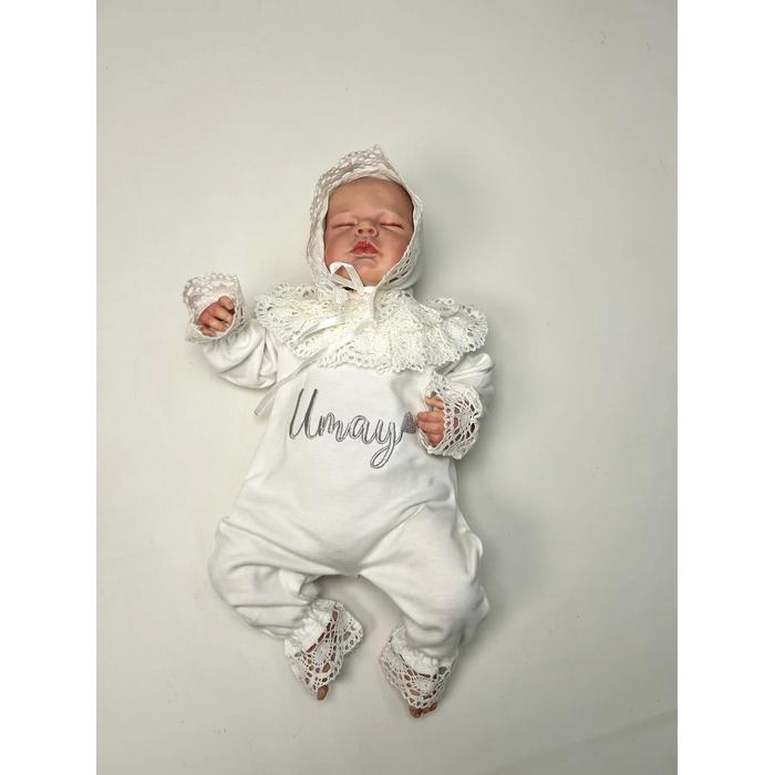 Beyaz - güpürlü tulum takım