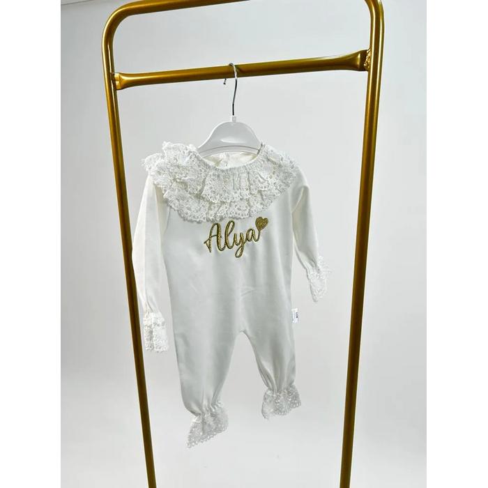 Beyaz - güpürlü tulum takım