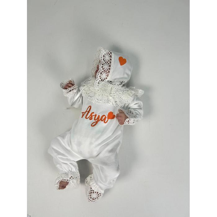 Beyaz - güpürlü tulum takım