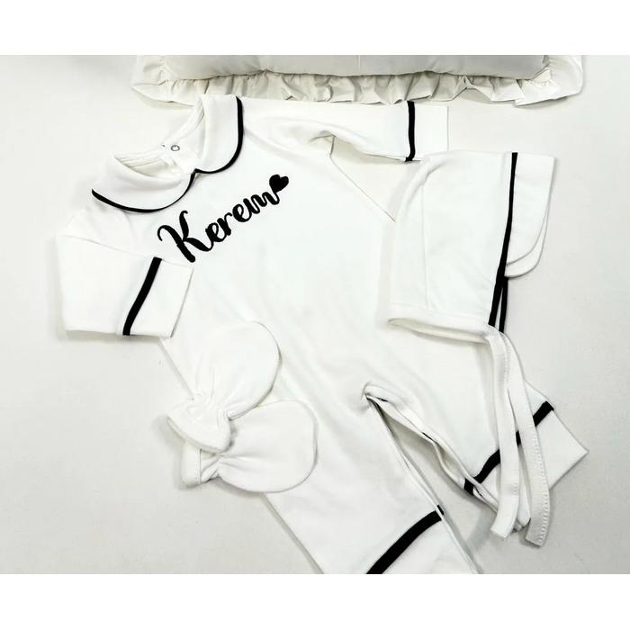 Beyaz - lacivert biyeli tulum takım