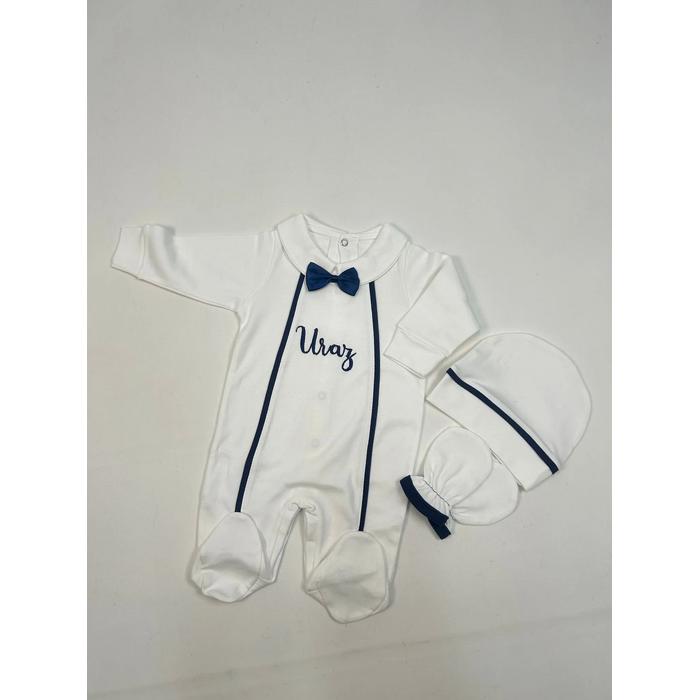 Beyaz - lacivert biyeli tulum takım 2