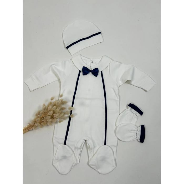 Beyaz - lacivert biyeli tulum takım 2