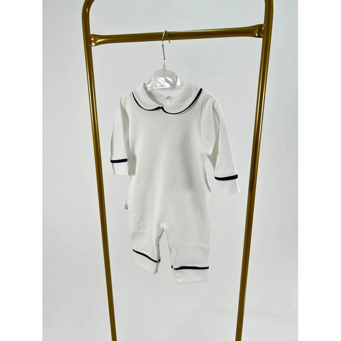 Beyaz - lacivert biyeli tulum takım