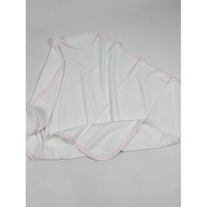 Beyaz - pembe biyeli penye battaniye