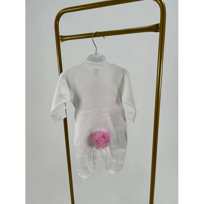 Beyaz - pembe tavşan tulum takım