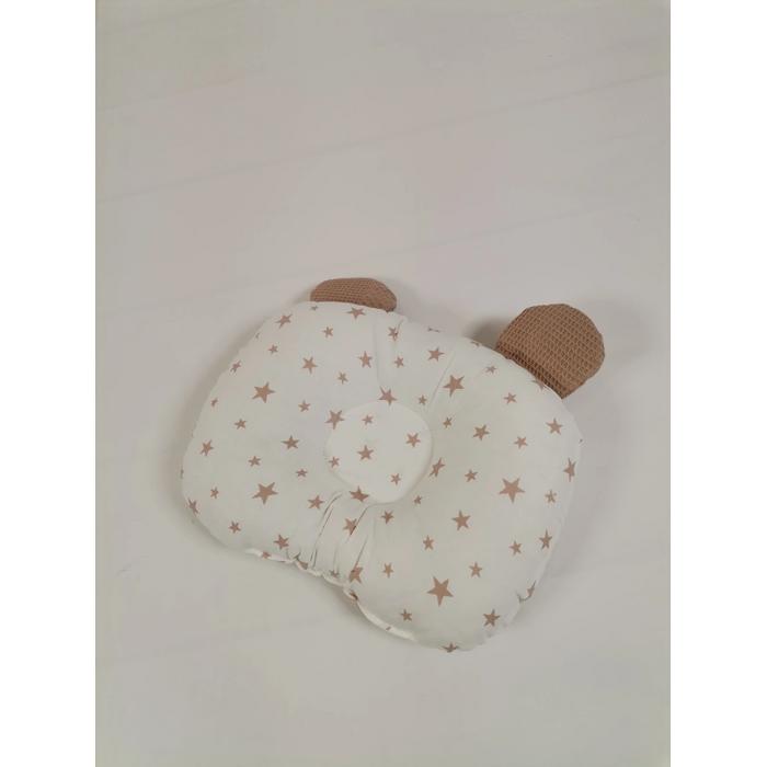 Düz kafa yastığı bej yıldızlı poplin