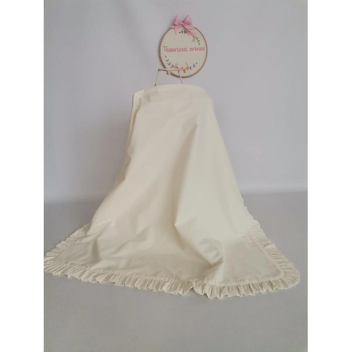 Emzirme önlüğü fırfırlı krem poplin