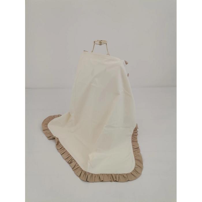 Emzirme önlüğü bej fırfırlı ve krem poplin