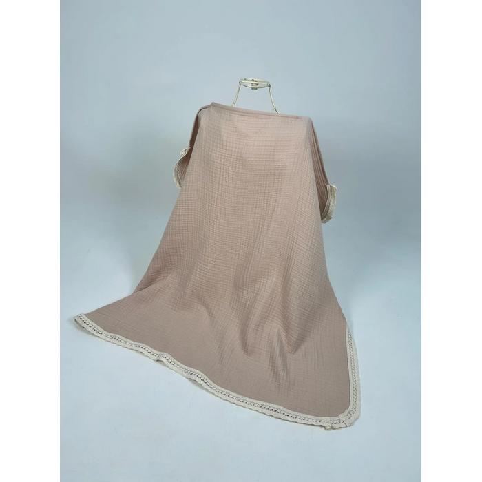 Emzirme önlüğü güpürlü bej 4 kat müslin 