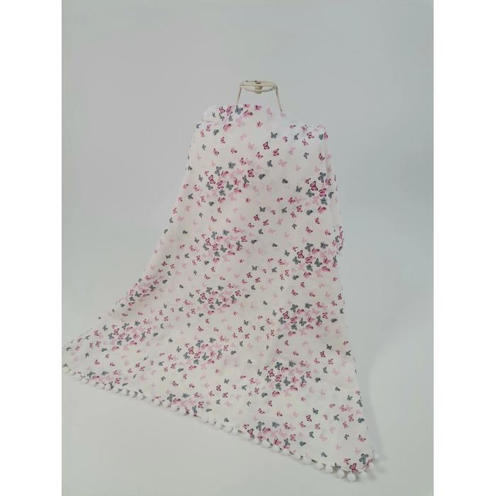 Emzirme önlüğü pembe gri minik kelebekli müslin