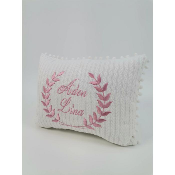 Krem örgü pike - krem poplin battaniye yastık 3