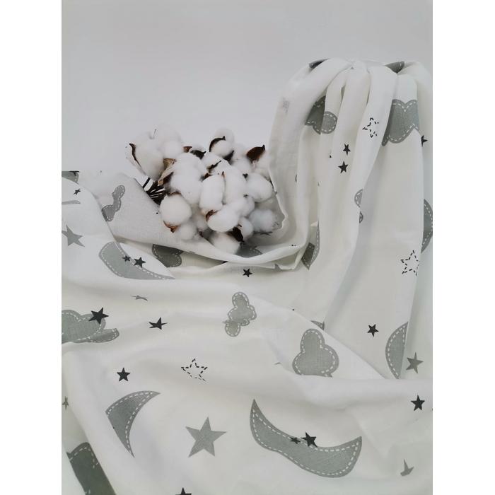 Müslin kundak gri aylı bulutlu müslin