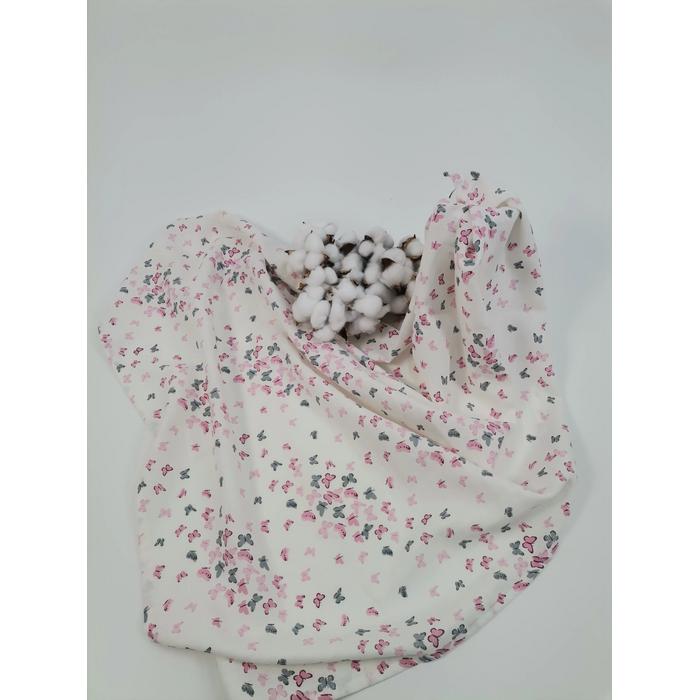 Müslin kundak pembe gri minik kelebekli