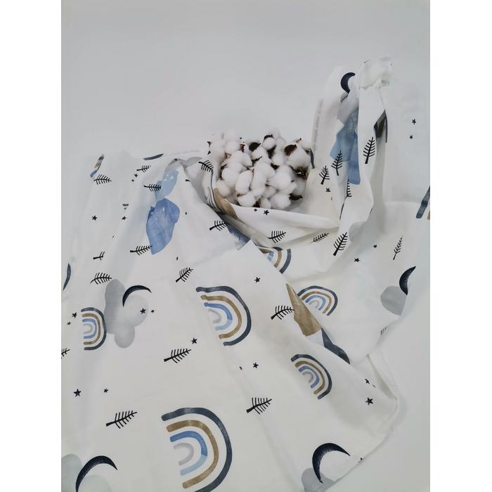 Müslin kundak yeni bej gri mavi gökkuşaklı