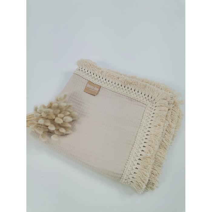 Müslin seti 4 parça - 4 kat bej müslin 