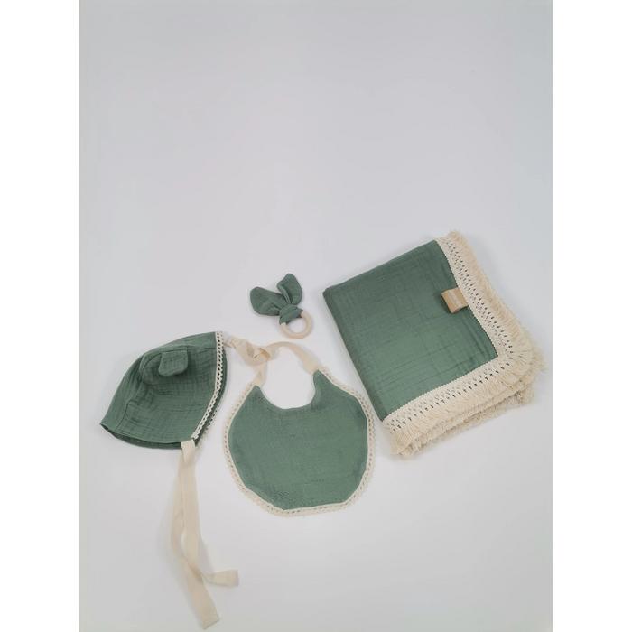Müslin seti 4 parça - 4 kat yeşil müslin 