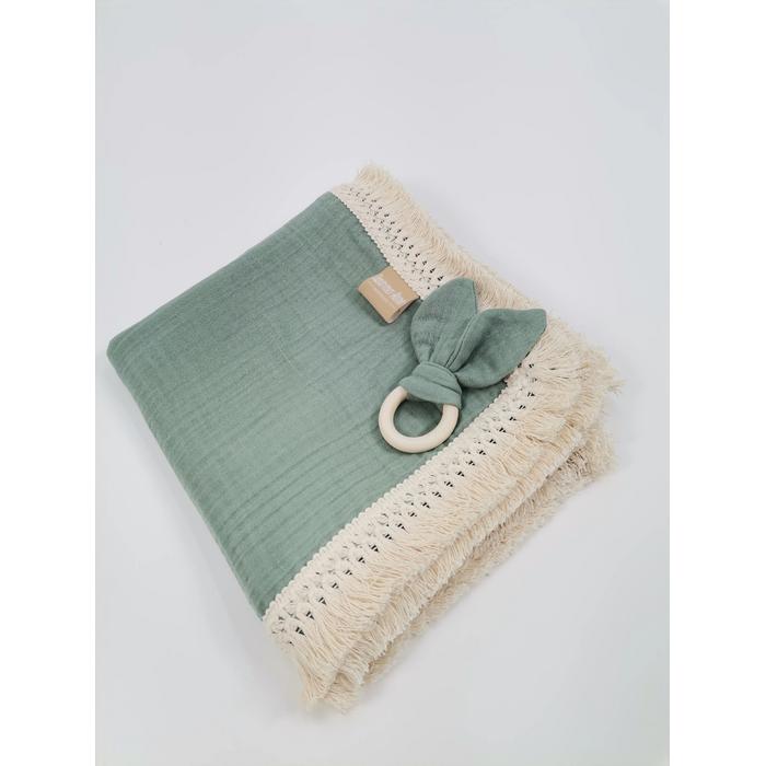 Müslin seti 4 parça - 4 kat yeşil müslin 