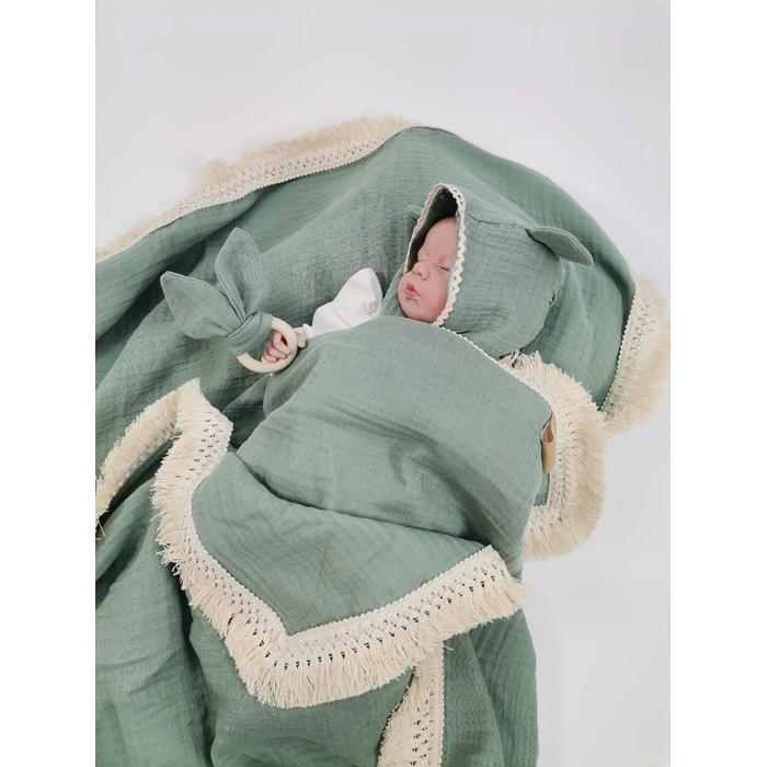 Müslin seti 4 parça - 4 kat yeşil müslin 