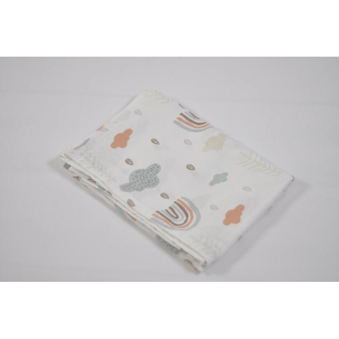 Müslin seti 8 parça gökkuşaklı müslin- bej waffle pike