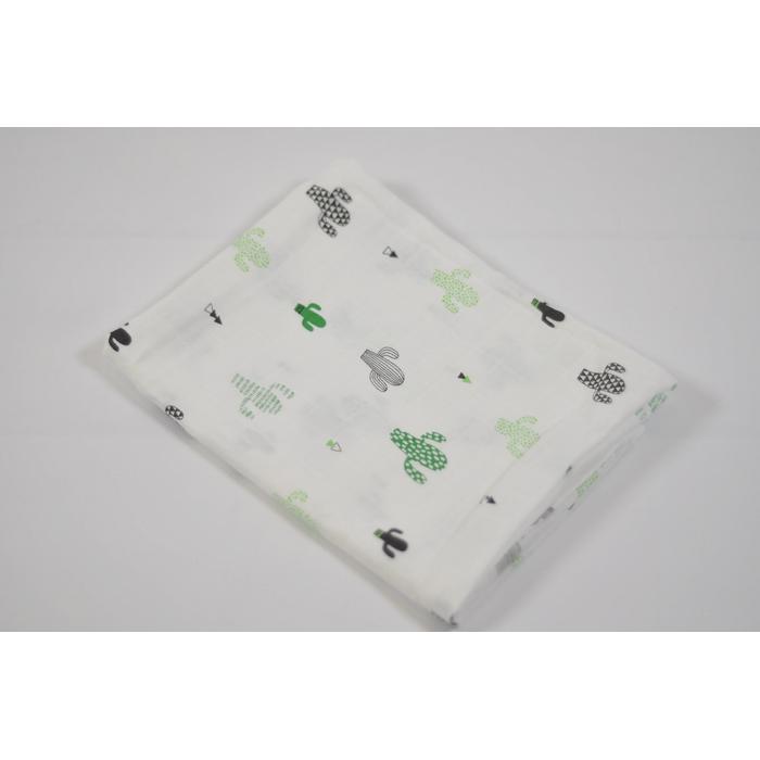 Müslin seti 8 parça kaktüslü müslin - yeşil waffle pike