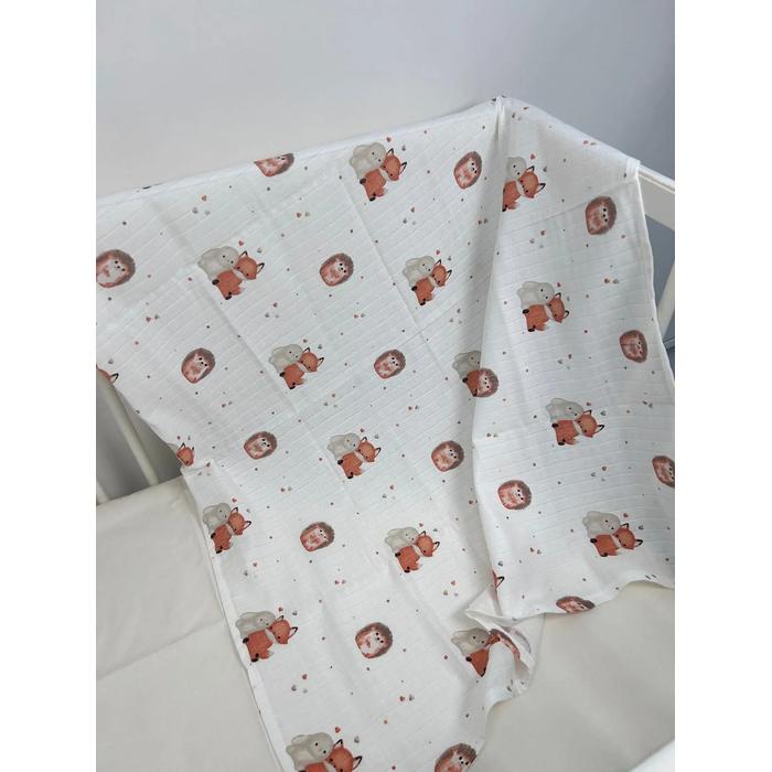 Müslin seti 8 parça tavşan tilki kirpili müslin- bej waffle pike