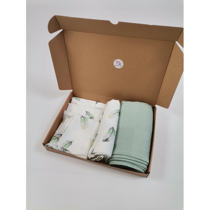 Müslin seti 8 parça yeşil tüylü müslin - yeşil waffle pike