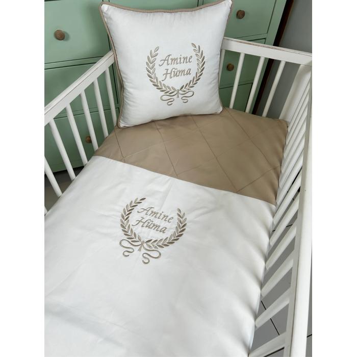 NEVRESİM TAKIMI NAKIŞ İŞLEMELİ  NERVÜRLÜ V12 BEJ - V1 BEYAZ POPLİN