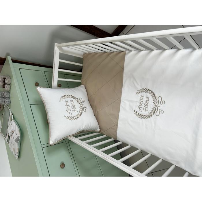 NEVRESİM TAKIMI NAKIŞ İŞLEMELİ  NERVÜRLÜ V12 BEJ - V1 BEYAZ POPLİN