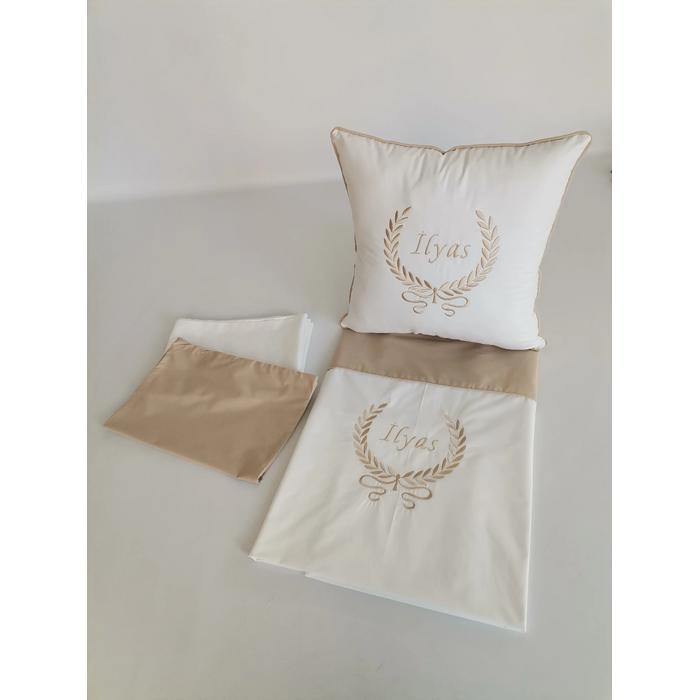 NEVRESİM TAKIMI NAKIŞ İŞLEMELİ V12 BEJ - V1 BEYAZ POPLİN