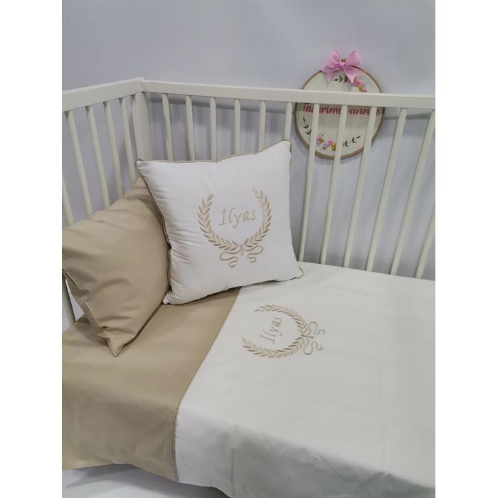 NEVRESİM TAKIMI NAKIŞ İŞLEMELİ V12 BEJ - V1 BEYAZ POPLİN