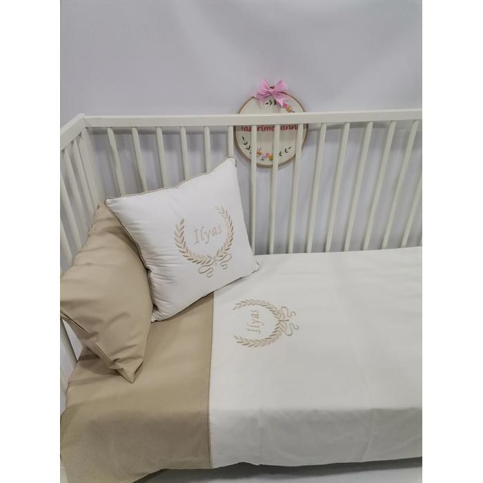 NEVRESİM TAKIMI NAKIŞ İŞLEMELİ V12 BEJ - V1 BEYAZ POPLİN