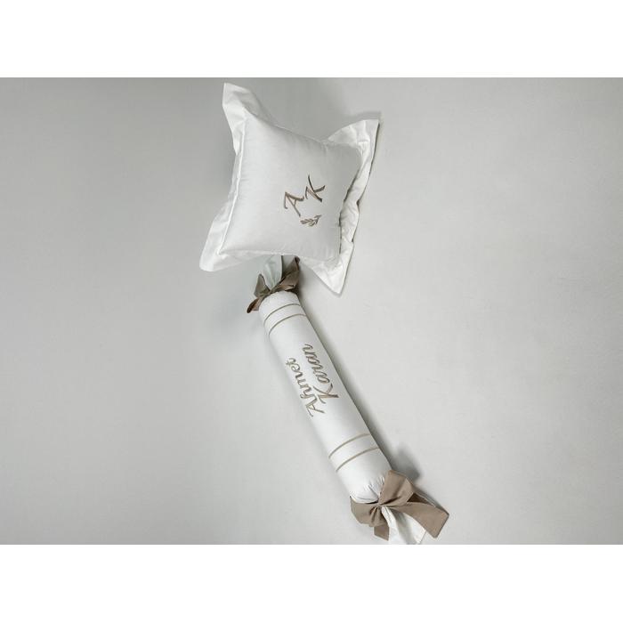 Nevresim takımı 5 parça beyaz poplin - bej poplin