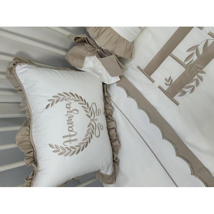 Nevresim takımı 5 parça beyaz ve bej poplin