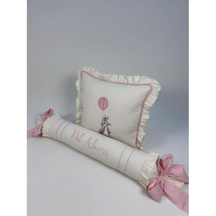 Nevresim takımı 5 parça krem poplin - somon poplin 