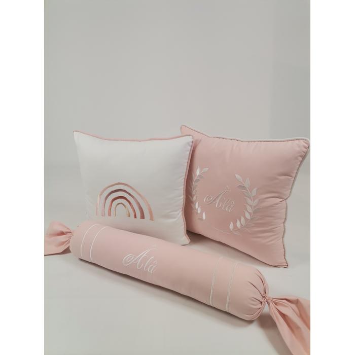 Pike takımı 6 parça baklava desenli pike  - somon rengi poplin