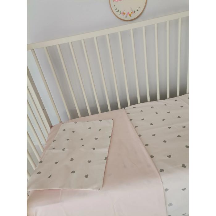 Nevresim takımı gümüş kalpli ve v86 pudra poplin