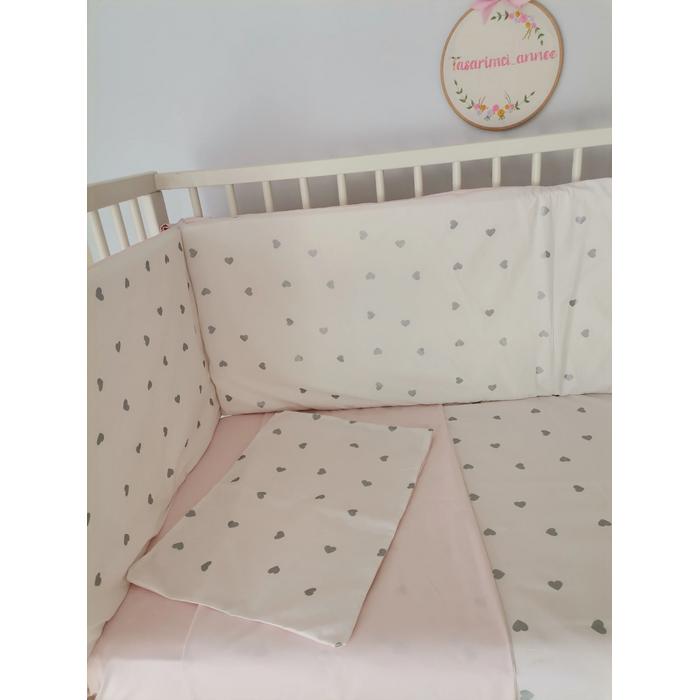 Nevresim takımı gümüş kalpli ve v86 pudra poplin